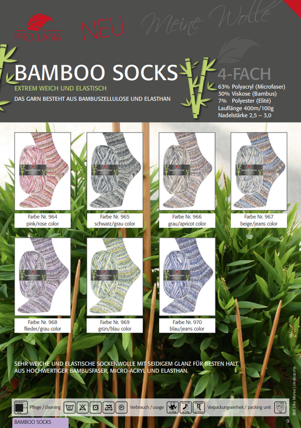 Pro Lana Bamboo Socks - Sockenwolle 4-fach 100g