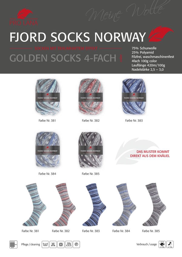 Pro Lana Fjord Socks Norway - Sockenwolle 4-fach 100g